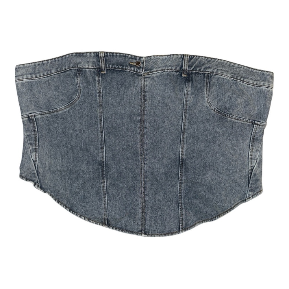 PrettyLittleThing Plus Denim Strapless Corset Top Sz. 24 US 28 UK NWT - Picture 4 of 6